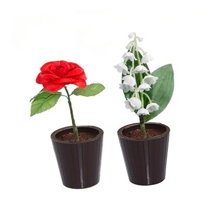 Duo de muguet et rose en chocolat