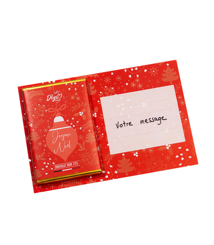 Carte joyeux noel et chocolat