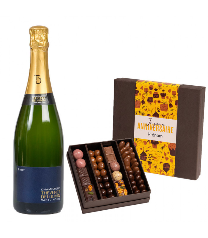 Chocolats Anniversaire et champagne