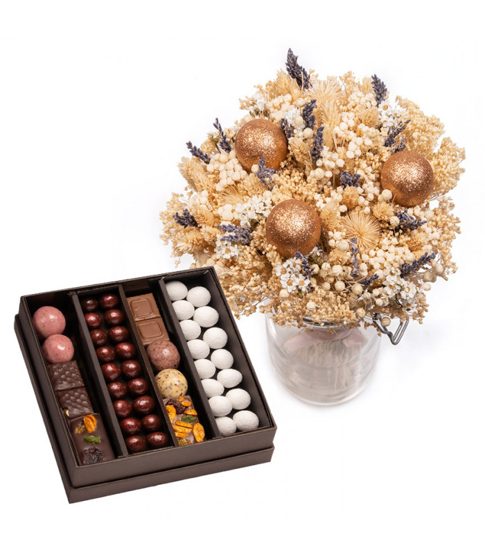 fleurs et chocolat de noel