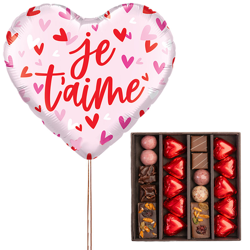 ballon et chocolats saint valentin