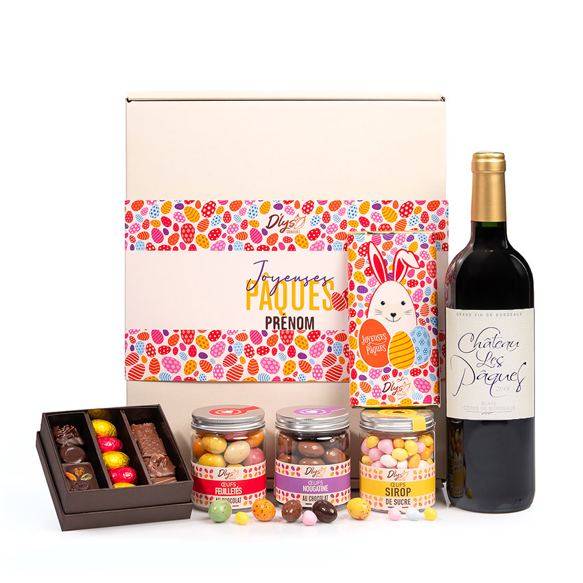 coffret vin et chocolats de paques